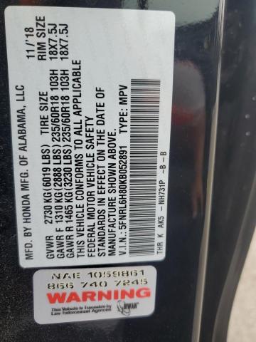 5FNRL6H80KB052891 - 2019 HONDA ODYSSEY TOURING BLACK photo 14