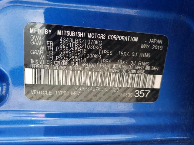 JA4AP3AU7KU031223 - 2019 MITSUBISHI OUTLANDER ES 蓝色 照片 14