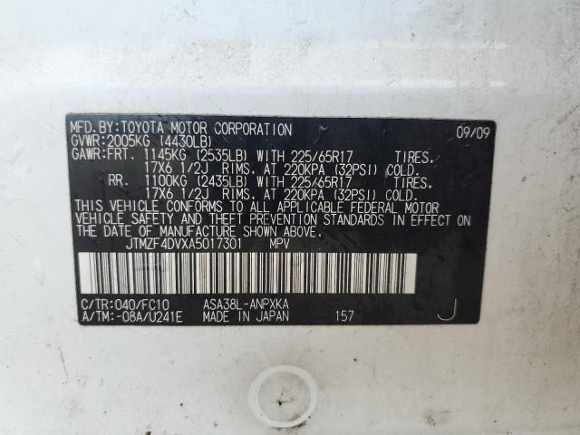 JTMZF4DVXA5017301 - 2010 TOYOTA RAV4 白色 照片 12