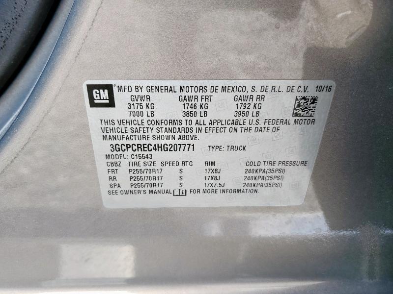 3GCPCREC4HG207771 - 2017 CHEVROLET SILVERADO C1500 LT GRAY photo 13