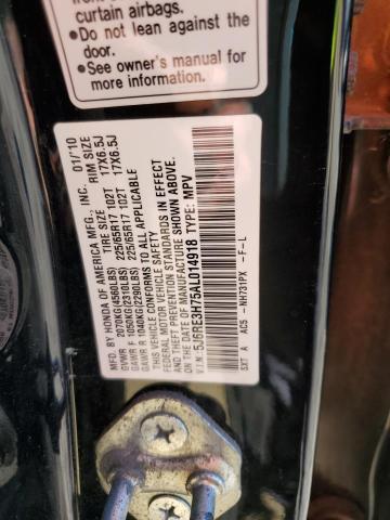 5J6RE3H75AL014918 - 2010 HONDA CR-V EXL BLACK photo 12