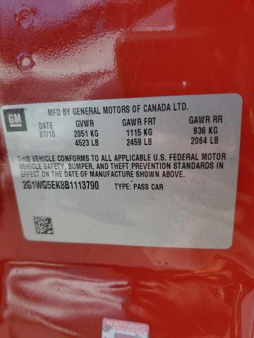 2G1WG5EK8B1113790 - 2011 CHEVROLET IMPALA LT RED photo 12