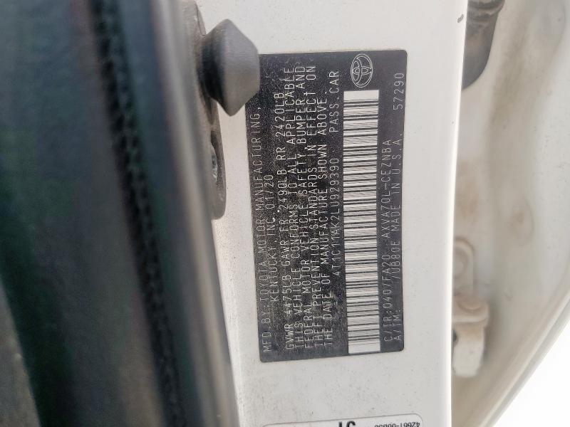 4T1C11AK2LU929390 - 2020 TOYOTA CAMRY LE WHITE photo 12