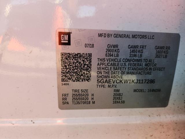 5GAEVCKW1KJ117286 - 2019 BUICK ENCLAVE AVENIR WHITE photo 13