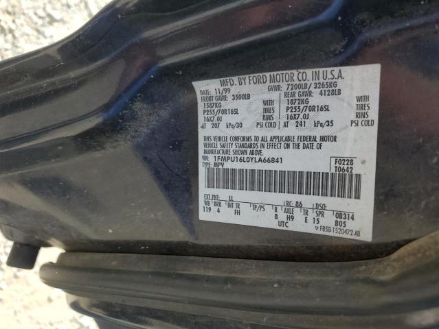 1FMPU16L0YLA66841 - 2000 FORD EXPEDITION XLT GRAY photo 13