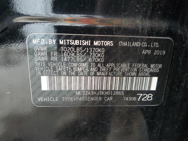 ML32A3HJ3KH012865 - 2019 MITSUBISHI MIRAGE ES Qara foto 12