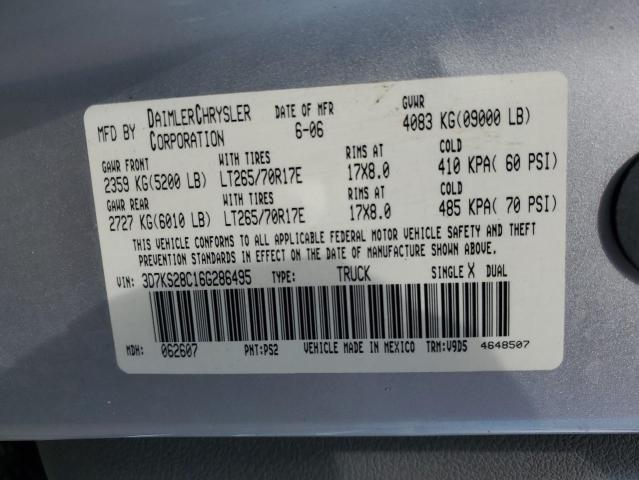 3D7KS28C16G286495 - 2006 DODGE RAM 2500 ST SILVER photo 12