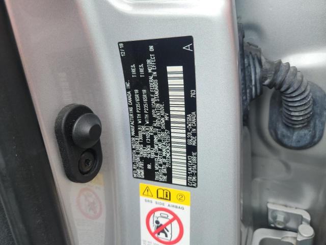 2T2ZZMCA2KC129757 - 2019 LEXUS RX 350 BASE ვერცხლისფერი ფოტო 12