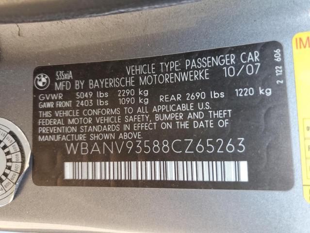 WBANV93588CZ65263 - 2008 BMW 535 XI SILVER photo 12