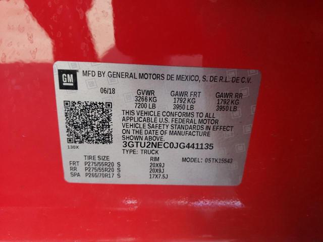 3GTU2NEC0JG441135 - 2018 GMC SIERRA K1500 SLT RED photo 12