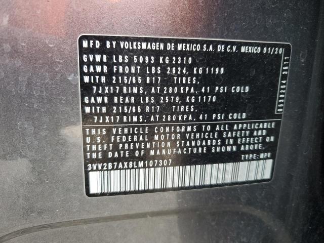 3VV2B7AX8LM107307 - 2020 VOLKSWAGEN TIGUAN SE Графитовый фото 14