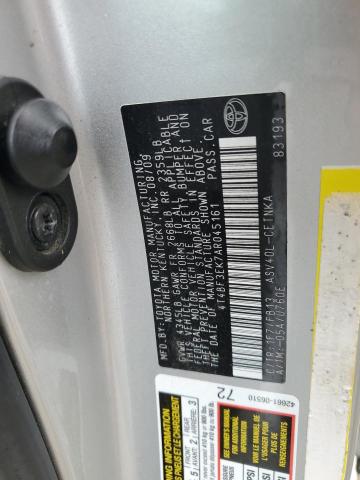 4T4BF3EK7AR045161 - 2010 TOYOTA CAMRY BASE SILVER photo 12