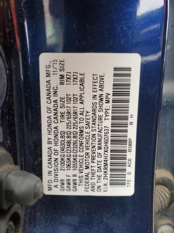 2HKRM4H7XGH607637 - 2016 HONDA CR-V EXL BLUE photo 14