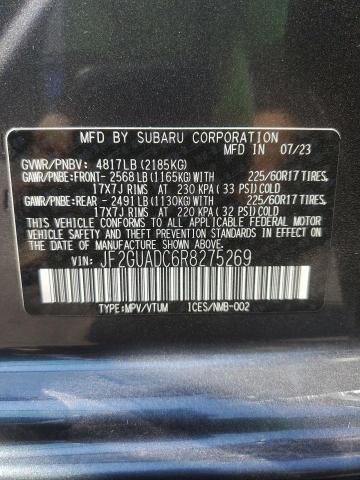 JF2GUADC6R8275269 - 2024 SUBARU CROSSTREK PREMIUM GRAY photo 12