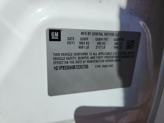 1G1PE5S90B7235736 - 2011 CHEVROLET CRUZE LT WHITE photo 12