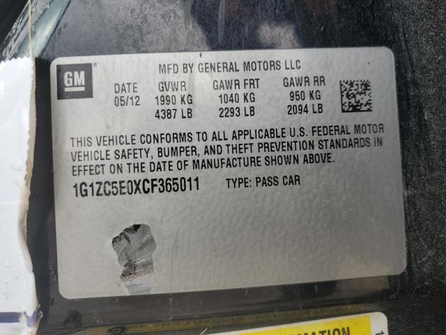 1G1ZC5E0XCF365011 - 2012 CHEVROLET MALIBU 1LT BLACK photo 13