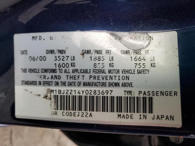 JM1BJ2214Y0283697 - 2000 MAZDA PROTEGE ES 蓝色 照片 12