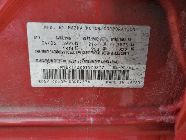JM1BK143261520877 - 2006 MAZDA 3 HATCHBACK Qırmızı foto 12