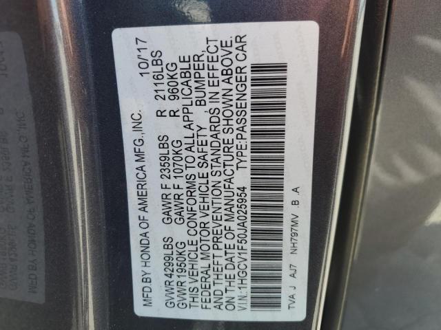 1HGCV1F50JA025954 - 2018 HONDA ACCORD EXL GRAY photo 12