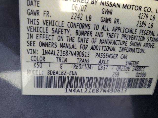 1N4AL21E87N490613 - 2007 NISSAN ALTIMA 2.5 GRAY photo 13