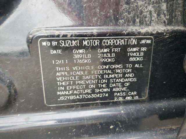 JS2YB5A37C6304274 - 2012 SUZUKI SX4 BLACK photo 12