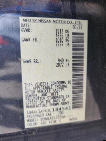 1N4AL3APXJC184541 - 2018 NISSAN ALTIMA 2.5 ნაცრისფერი ფოტო 12