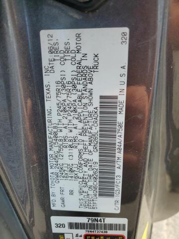 5TFTU4GN6CX026219 - 2012 TOYOTA TACOMA PRERUNNER ACCESS CAB CHARCOAL photo 12