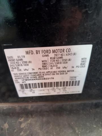 1FM5K8AR6KGB22170 - 2019 FORD EXPLORER POLICE INTERCEPTOR Qara foto 13