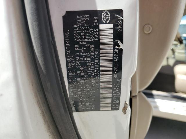 4T1BF28B74U387780 - 2004 TOYOTA AVALON XL WHITE photo 12