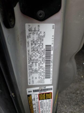 5TFTX4CN2CX018731 - 2012 TOYOTA TACOMA ACCESS CAB ვერცხლისფერი ფოტო 12