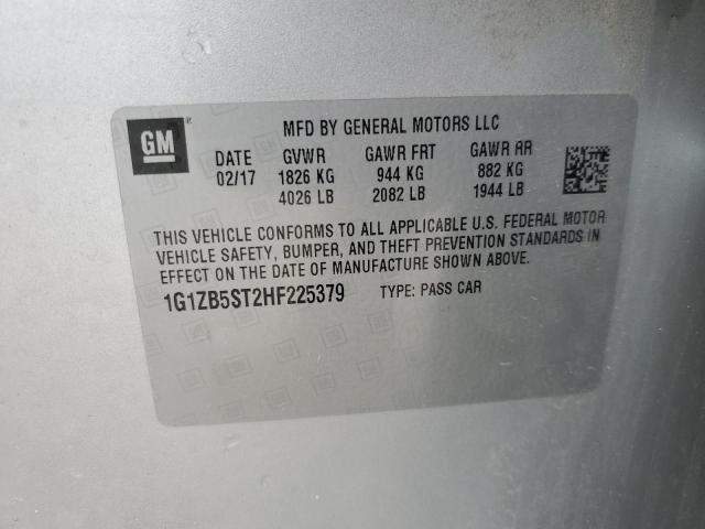 1G1ZB5ST2HF225379 - 2017 CHEVROLET MALIBU LS 银色 照片 12