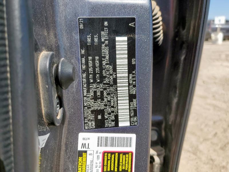 5TDGZRAH8MS537702 - 2021 TOYOTA HIGHLANDER XLE GRAY photo 13