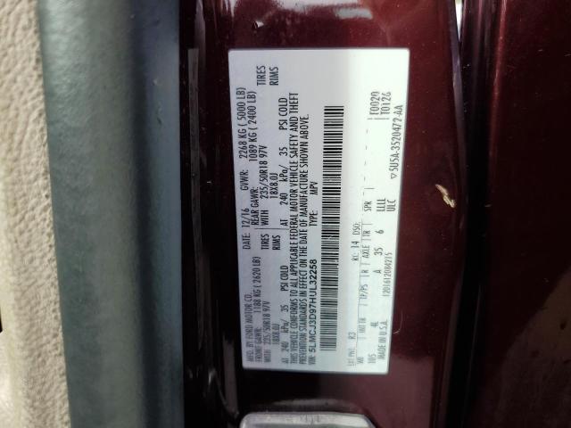 5LMCJ3D97HUL32258 - 2017 LINCOLN MKC RESERVE MAROON photo 13