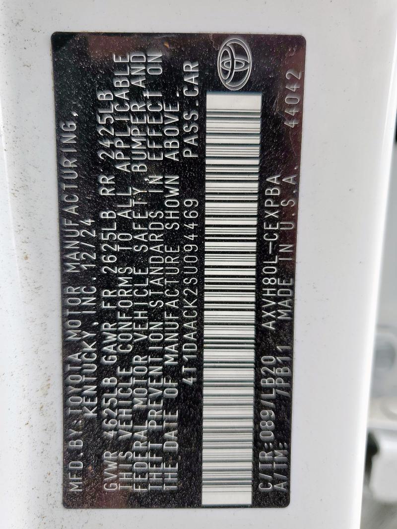 4T1DAACK2SU094469 - 2025 TOYOTA CAMRY XSE 白色 照片 12