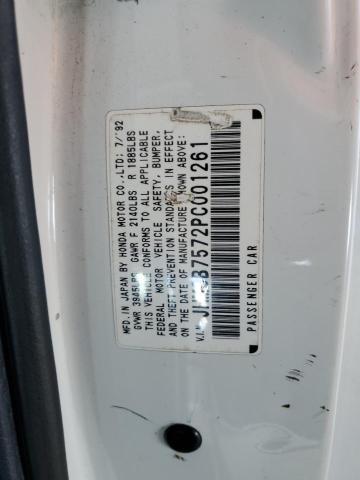 JHMCB7572PC001261 - 1993 HONDA ACCORD EX WHITE photo 12