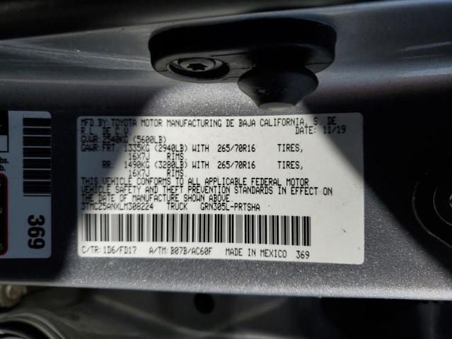 3TMCZ5ANXLM308224 - 2020 TOYOTA TACOMA DOUBLE CAB SILVER photo 13