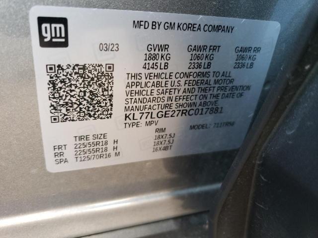 KL77LGE27RC017881 - 2024 CHEVROLET TRAX 1RS SILVER photo 12