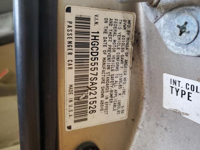 1HGCD5557SA021526 - 1995 HONDA ACCORD EX GOLD photo 12