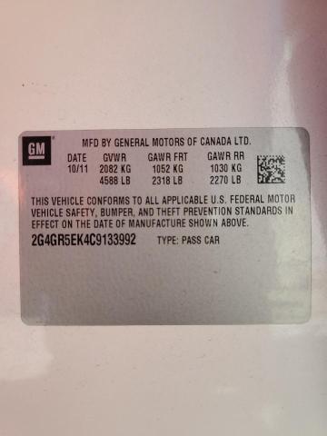 2G4GR5EK4C9133992 - 2012 BUICK REGAL 白色 照片 12