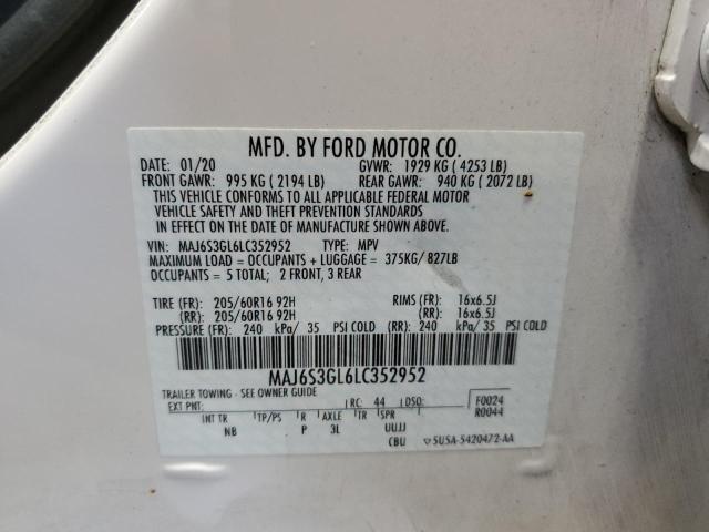 MAJ6S3GL6LC352952 - 2020 FORD ECOSPORT SE WHITE photo 14