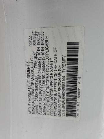 5FNRL6H92NB067194 - 2022 HONDA ODYSSEY ELITE 白色 照片 14