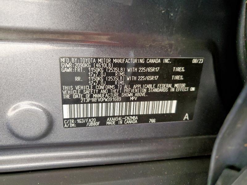 2T3P1RFV0PW391689 - 2023 TOYOTA RAV4 XLE GRAY photo 14