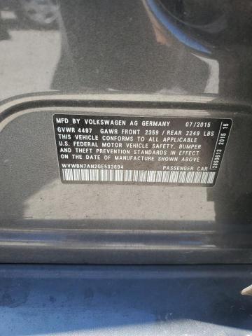 WVWBN7AN2GE503894 - 2016 VOLKSWAGEN CC BASE GRAY photo 12