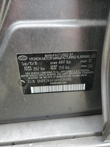 5NPE24AF6KH739390 - 2019 HYUNDAI SONATA SE GRAY photo 12