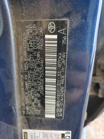 JTDBR32E750054461 - 2005 TOYOTA COROLLA CE BLUE photo 12