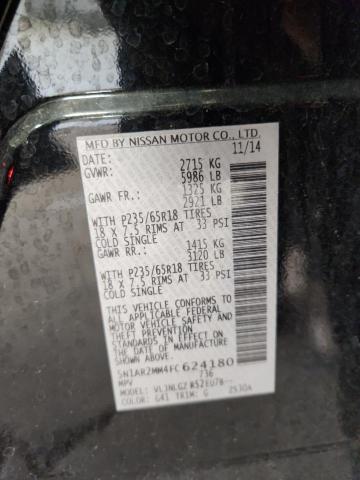 5N1AR2MM4FC624180 - 2015 NISSAN PATHFINDER S 黑色 照片 13