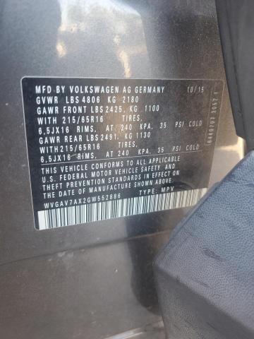 WVGAV7AX2GW552886 - 2016 VOLKSWAGEN TIGUAN S ნაცრისფერი ფოტო 13