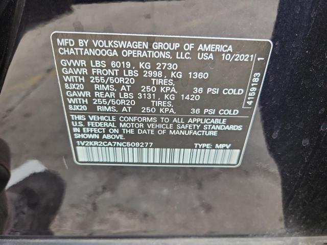 1V2KR2CA7NC509277 - 2022 VOLKSWAGEN ATLAS SE BLACK photo 13