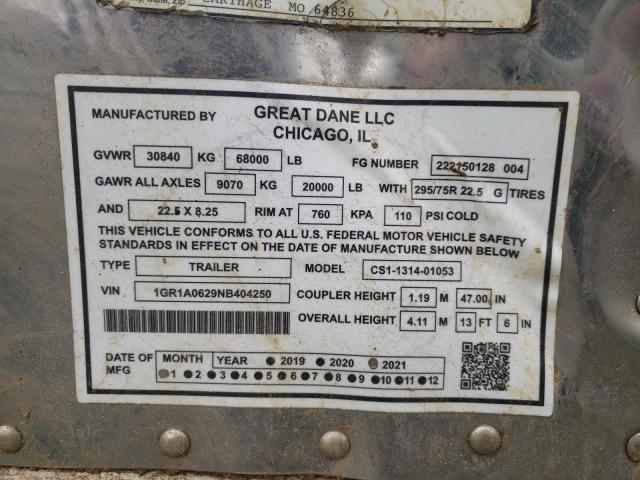 1GR1A0629NB404250 - 2022 GREAT DANE TRAILER DRY VAN WHITE photo 10