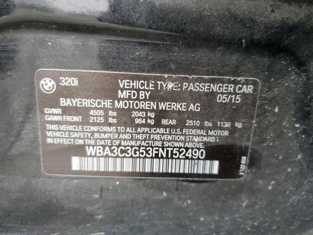 WBA3C3G53FNT52490 - 2015 BMW 320 I XDRIVE BLACK photo 12